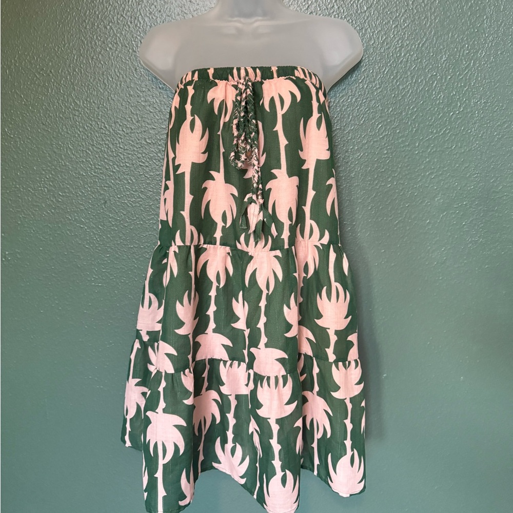 T-Bags Green/Pink Flirty Floral Mini-Maxi Dress Sz S/M (Excellent Condition)
